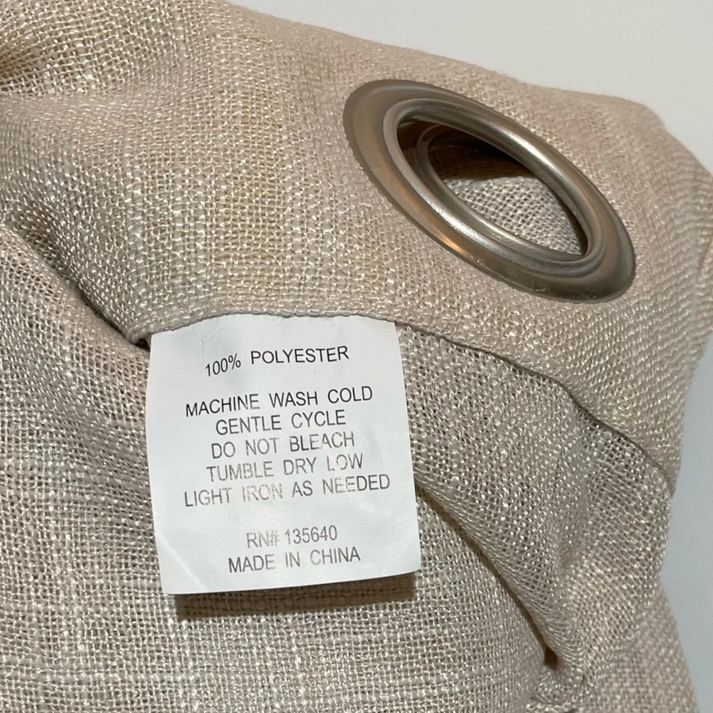 Beige Linen Like Grommet Curtain Panels - Picture 3 of 3